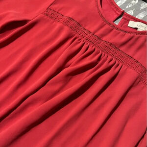 LOFT Red long sleeve Top with cinch chest details